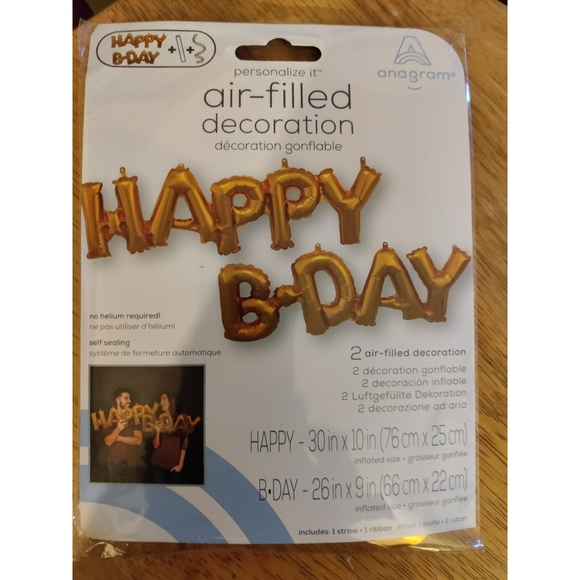 Other - Gold Happy B-Day Airfilled   balloons 3 packages